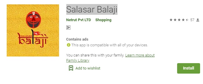 Salasar Balaji Darshan Booking App Download