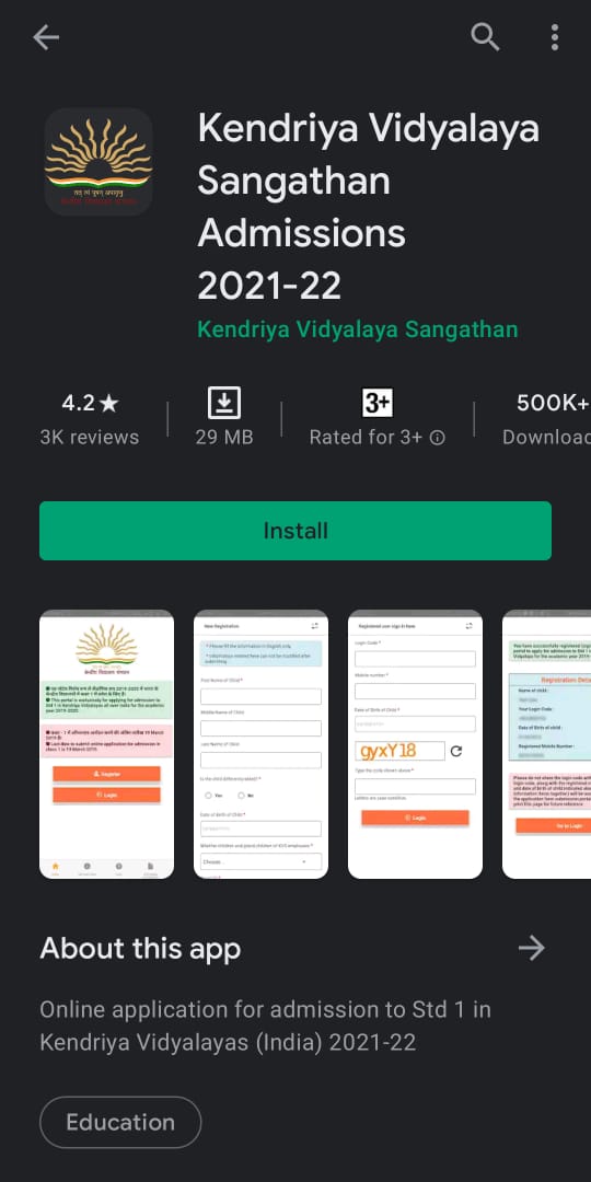 Kendriya Vidyalaya Sangathan Admissions App