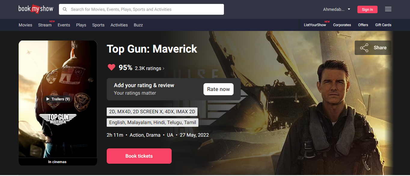 top gun maverick online booking