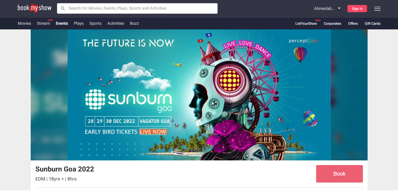 sunburn 2022 online ticket booking